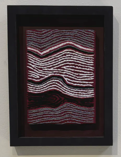 Pulsar<br/>
Dimensions: 14 X 16<br/>
Media: Embroidery on Linen<br/>
Price: $350<br/>
Date Created: 2025