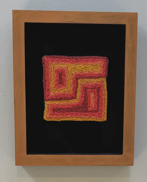 Interlocking<br/>
Dimensions: 14 X 16<br/>
Media: Embroidery on Linen<br/>
Price: $350<br/>
Date Created: 2025
