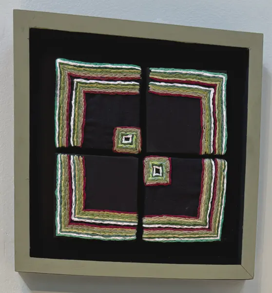 Window<br/>
Dimensions: 14 X 16<br/>
Media: Embroidery on Linen<br/>
Price: $350<br/>
Date Created: 2025