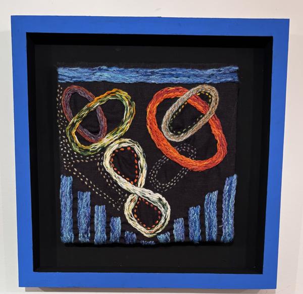 Interlocking Infinity<br/>
Dimensions: 10 x 12<br/>
Media: Embroidery on Linen<br/>
Date Created: 2025