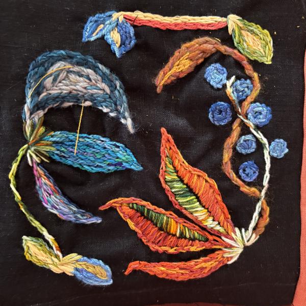 Quilt Square<br/>
Dimensions: 10 x 10<br/>
Media: Embroidery on Linen<br/>
Date Created: 2025